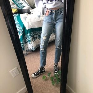 gilded intent ripped jeans with raw hem